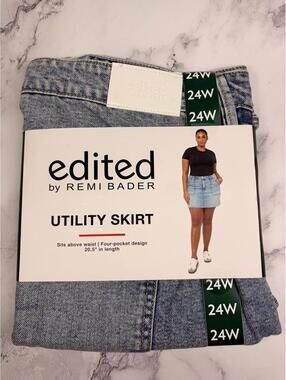 Edited‎ by Remi Bader Utility Denim Skirt 24W Light Wash Plus Size High Rise NWT